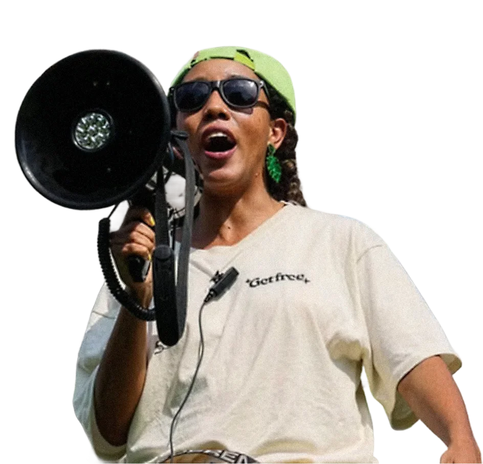 Woman with megaphone